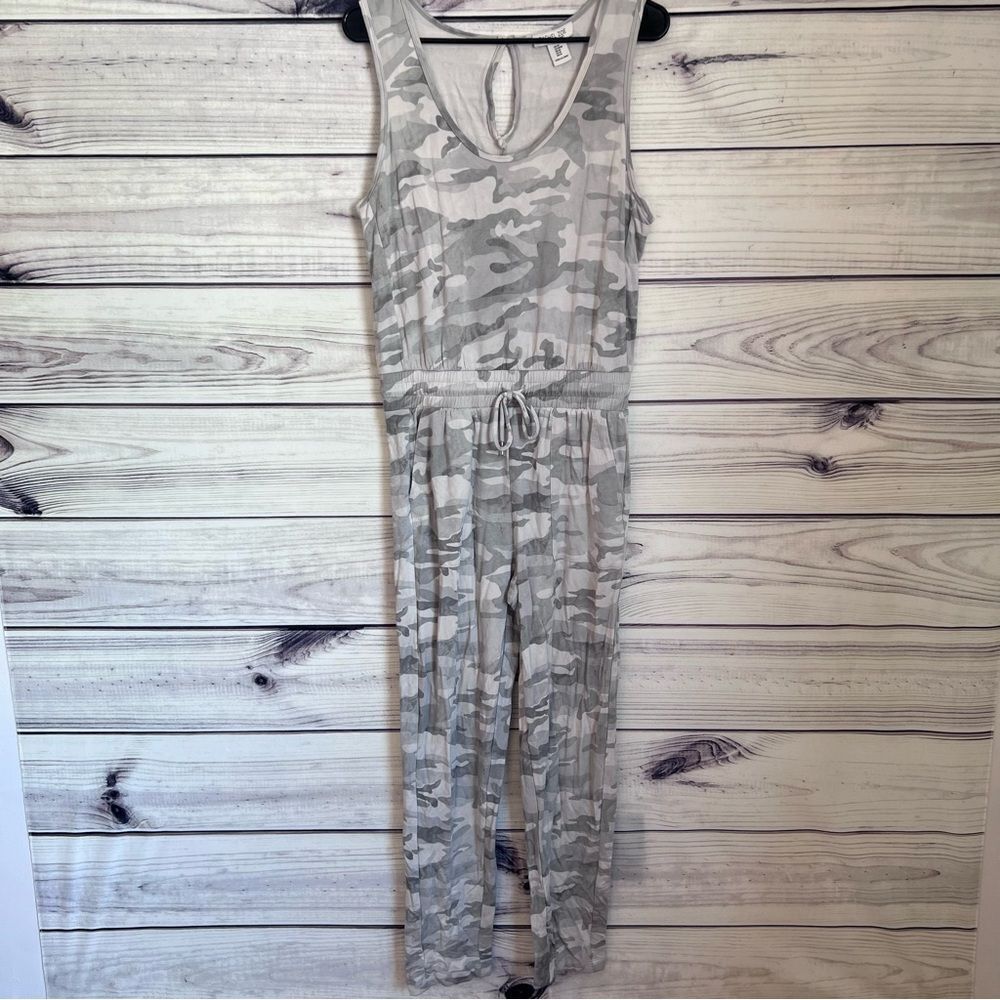 Rachel Zoe Grey Camo Print Tapered Leg Sleeveless Jumpsuit